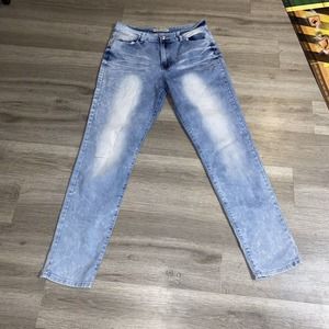 Elite Jeans Straight Leg Stretch Denim Jeans Womens 13 Faded Stone Wash